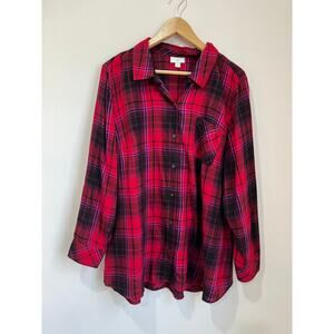 J. Jill Cotton Tencel Modal Button Front Shirt Relaxed Casual Size XL